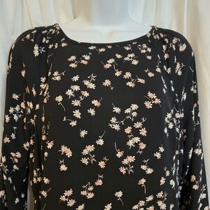 Ann Taylor Long Sleeve Black/Pink Floral Print Dress Size 8T
